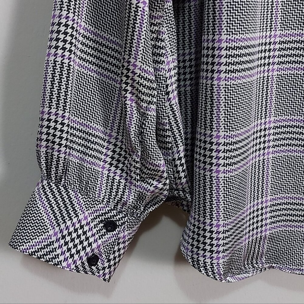 Torrid Plaid Studio Bubble Satin Bow-Tie Blouse Plus Size 1X Chic Career Casual - Picture 5 of 7